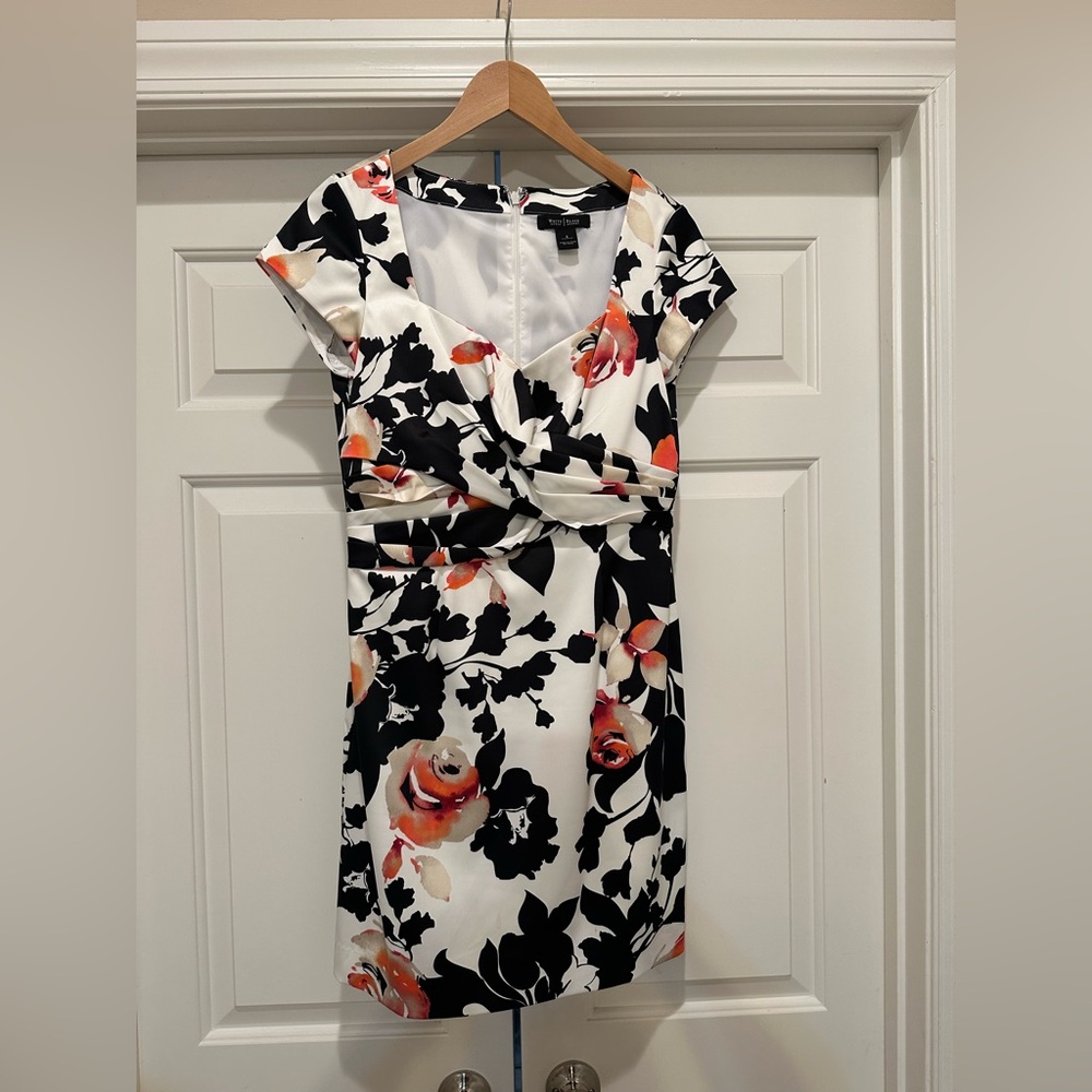 Floral cap sleeve White House, black market dress